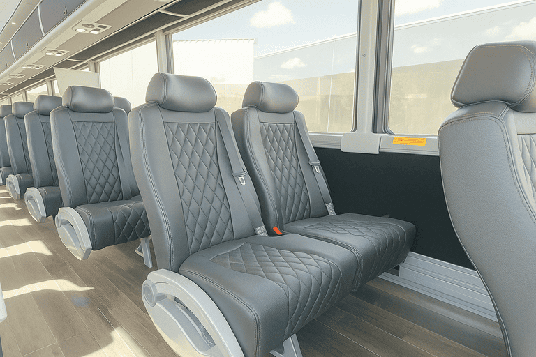 interior of Clarksville Coach Bus Service charter bus