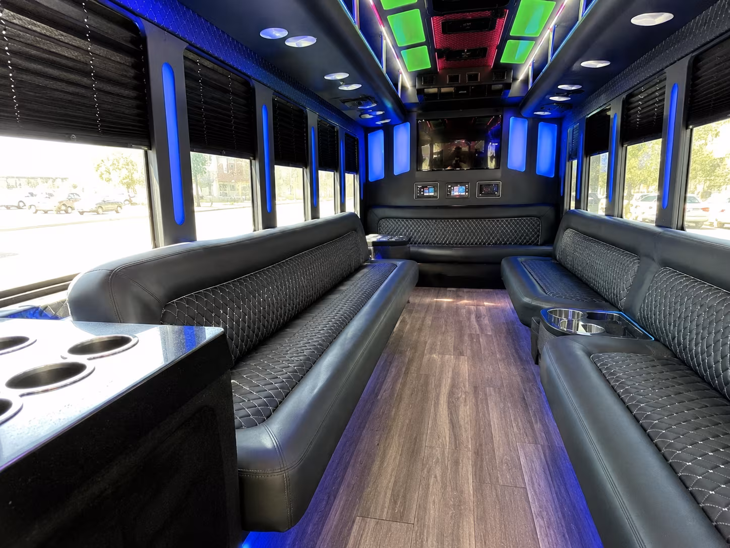 clarksville 15 passenger party bus inside