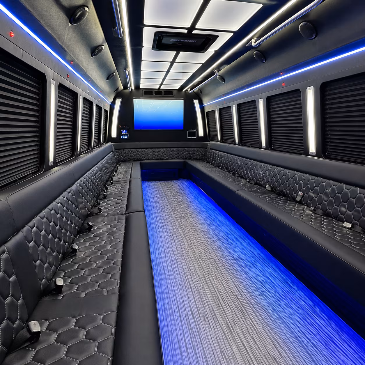 clarksville 50 passenger party bus inside